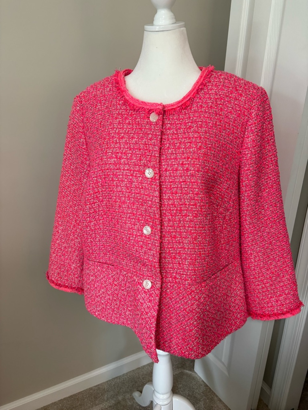 Talbots Classic Pink Tweed Jacket - Classic Boxy Coat